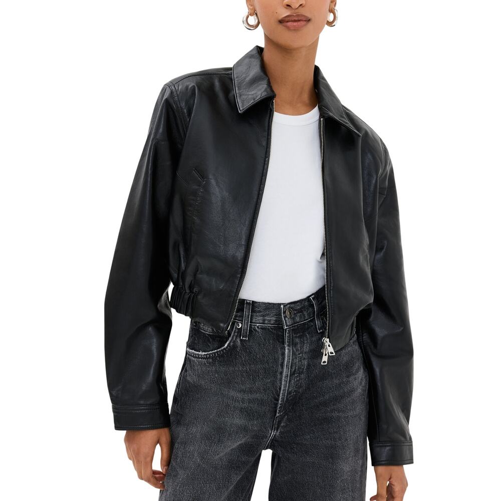 Agolde Cropped Black Essie Jacket Size XL